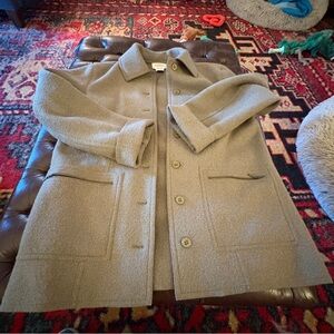 Talbots Olive Green Alpaca-Blend Button-up Coat L front pockets VTG women’s